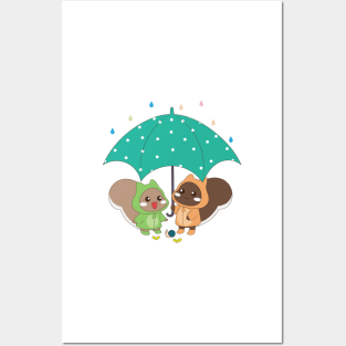 Squirrel Rainy day Posters and Art